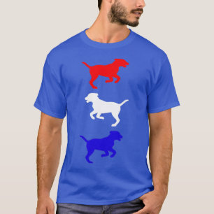 Rote, weiße und blaue Running Hunde T-Shirt