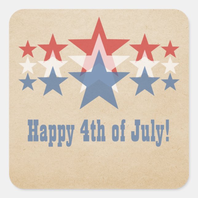 Rote, weiße und blaue Star-Kaskadenklammern Quadratischer Aufkleber (Vorderseite)