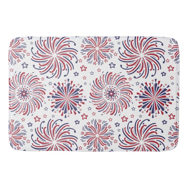 Rote weiße und blaue Steine und Feuerwerkskörper Badematte (Vorderseite)