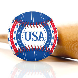 Rote, weiße und blaue Sterne der USA mit Monogramm Baseball