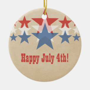 Rote, weiße und blaue Sternenkaskade Keramikornament