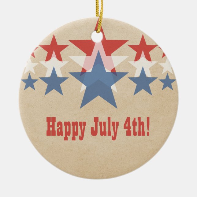 Rote, weiße und blaue Sternenkaskade Keramikornament (Vorne)