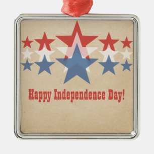 Rote, weiße und blaue Sternenkaskade Ornament Aus Metall