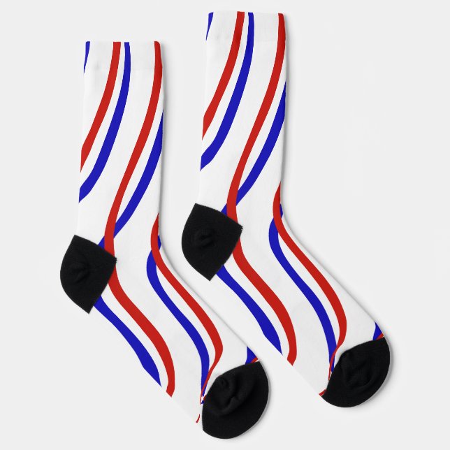 Rote Weiße und Blaue Wellen Socken (Rechts)