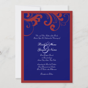 Rote, weiße und blaue Wirbel zum Hochzeitsempfang Einladung