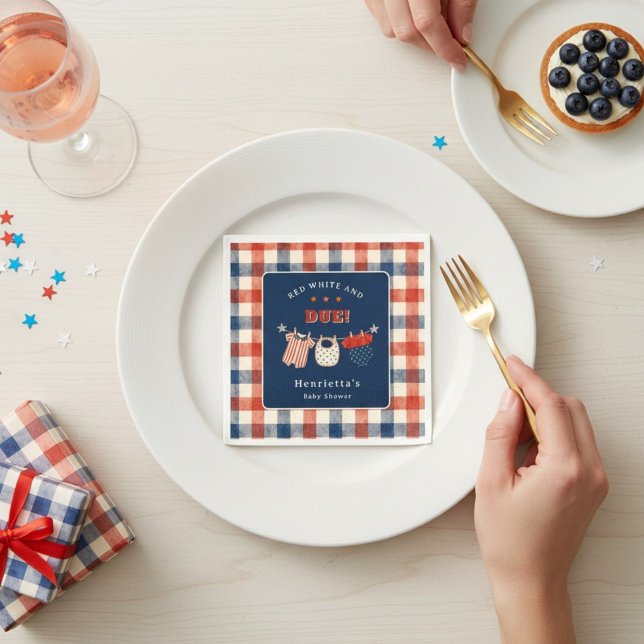 Rote Weiße und Fällige Baby-Shower-Servietten Serviette (Von Creator hochgeladen)