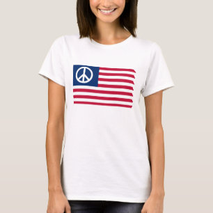 Rote Weiße und Friedens-Patriotische USA-Flagge T-Shirt
