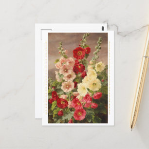 Rote, weiße und rosa Hollyhocks, Christensen Postkarte