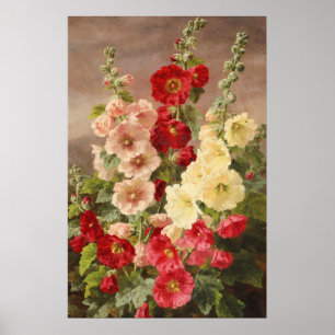 Rote, weiße und rosa Stockrosen, Christensen Poster