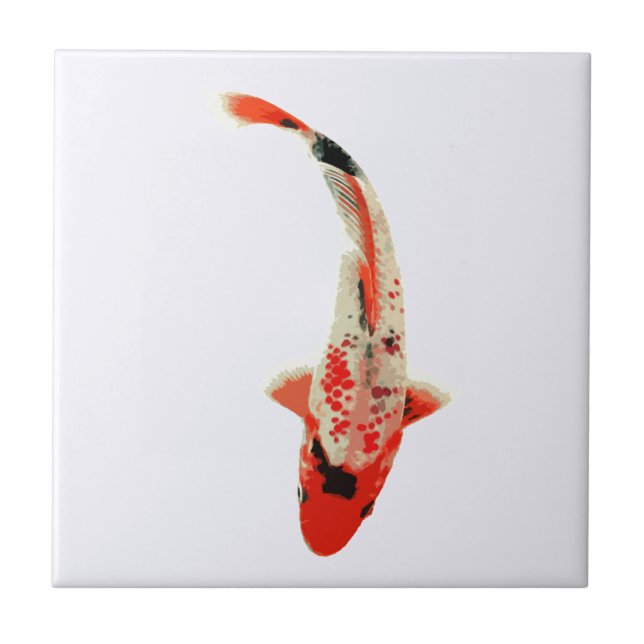 Rote, weiße und schwarze Koi Fische Fliese (Vorderseite)