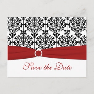Rote, weiße und schwarze Save the Date Postkarte