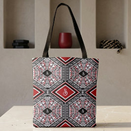 Rote, weiße und schwarze Stammes-Tapeten-Tasche