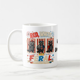 Rote Weiße und Wilde Patriotische Waschbären-Party Kaffeetasse