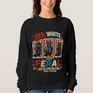 Rote Weiße und Wilde Patriotische Waschbären-Party Sweatshirt