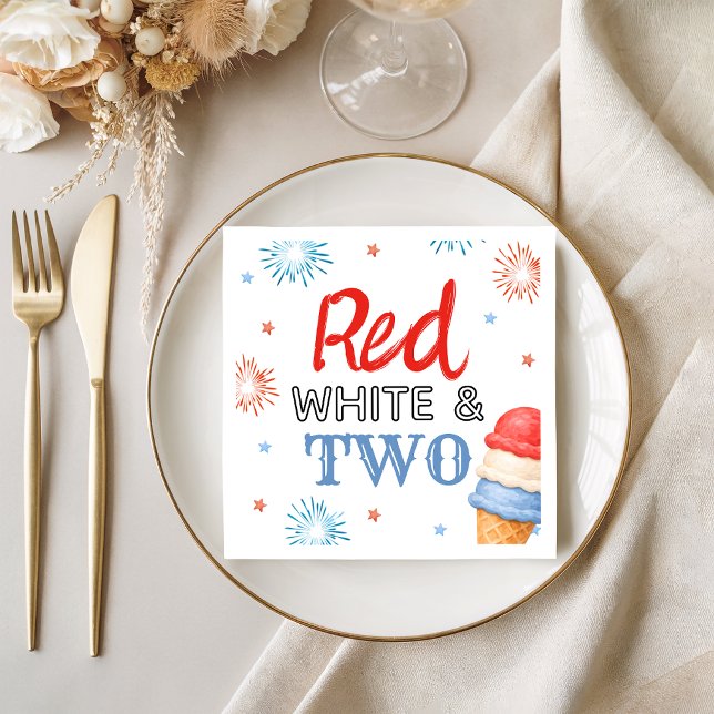 Rote Weiße und Zwei Eiscreme-Party-Servietten Serviette (Von Creator hochgeladen)