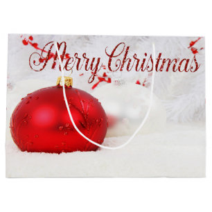 Rote weiße Weihnachtskugeln Feiertag, Frohe Weihna Große Geschenktüte