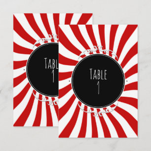 Rote & Weiße Whimsical Streifen Party-Tischnummer Einladung
