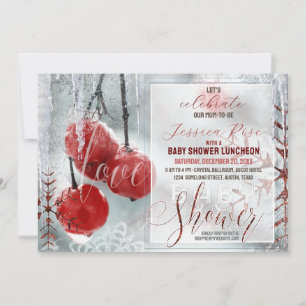 Rote Weiße Winterliebe Magisches Babyshower Einladung