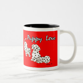 Rote Welpen-Liebe-Tasse Zweifarbige Tasse