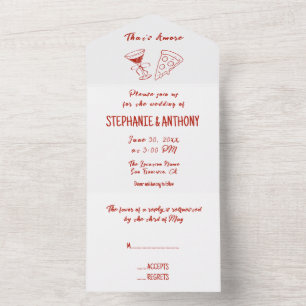 Rote Whimsical-Pizza That's Amore Italienische Hoc All In One Einladung