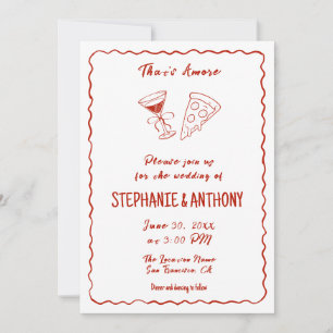 Rote Whimsical-Pizza That's Amore Italienische Hoc Einladung