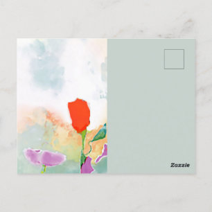 Rote Wildblumen mit Sky Postcard Postkarte