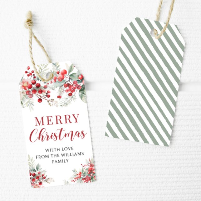 Rote Winterbeeren Weihnachten Vielen Dank für Ihre Geschenkanhänger (Von Creator hochgeladen)