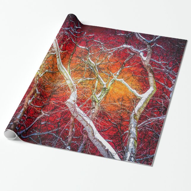Rote Winternacht Geschenkpapier (Ungerollt)
