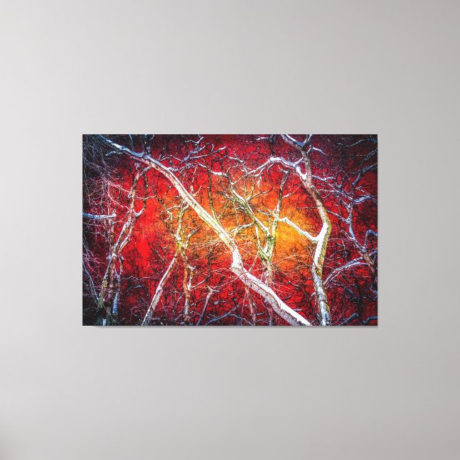 Rote Winternacht Leinwanddruck (Vorderseite)