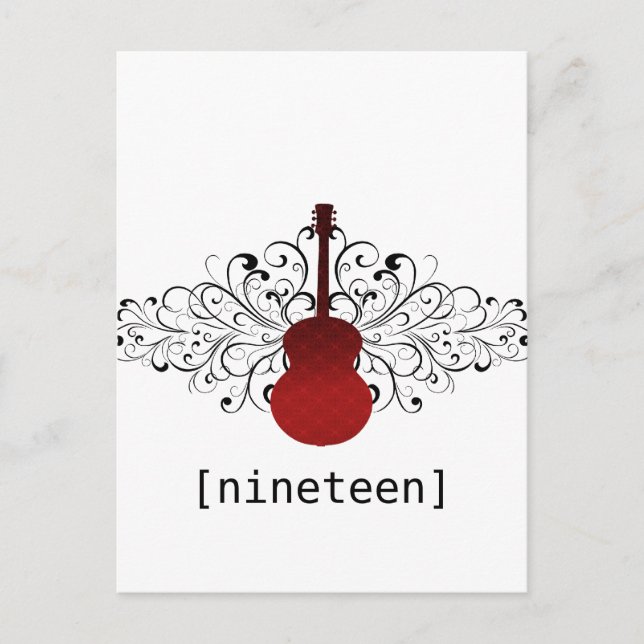 Rote Wirbel Gitarrentisch Postkarte (Vorderseite)
