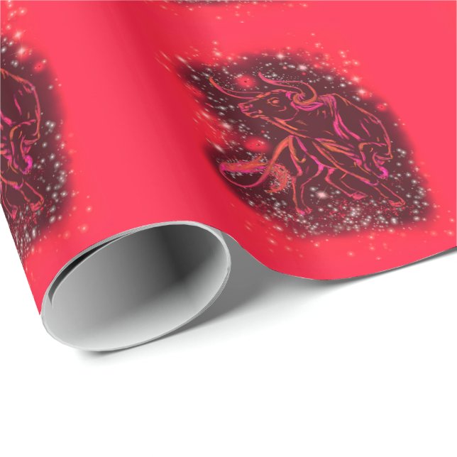 Rote Wrapping Paper Bulls laufen in der Starry Nig Geschenkpapier (Rolleneckpunkt)
