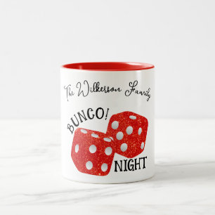 Rote Würfel Bunco Nacht Benutzerdefinierter Name Zweifarbige Tasse