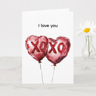 Rote XOXO-Herzballons Karte