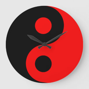 Rote Yin Yang Wanduhr