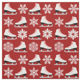 Rote Zahl Skate und Schneeflocke-Weihnachten Stoff