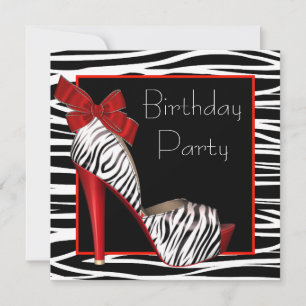 Rote Zebra Einladungen zur Geburtstagsparty