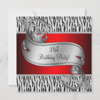 Rote Zebra Frauen 21. Geburtstag Party Einladung