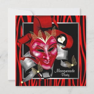 Rote Zebra-Maske Rote Maskenparty Einladung
