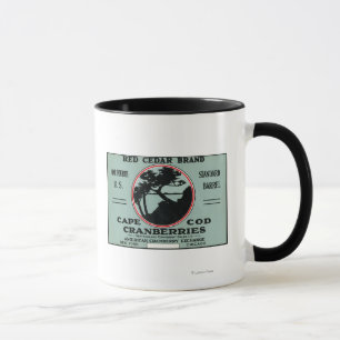 Rote Zedern-Marken-Moosbeeraufkleber Cape Cods Tasse