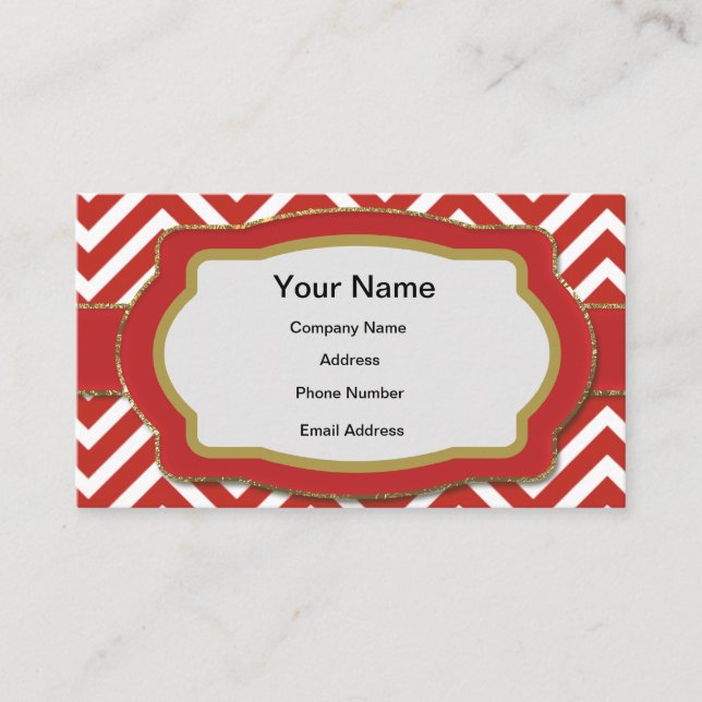 Rote Zickzack Streifen Visitenkarte (Vorderseite)