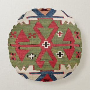 Rote Ziermotive Farbenfrohe Blaue Blume Rundes Kissen