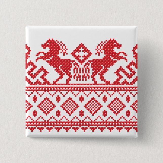 Rote Zuchtpferde Button (Vorderseite)