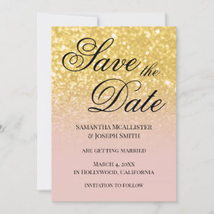Röten und Gold Ombre Glitter Save the Date Einladung