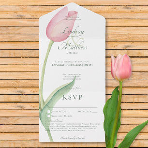 Rötenrosa Tulpe Solo Modern Ohne Abendessen mit De All In One Einladung