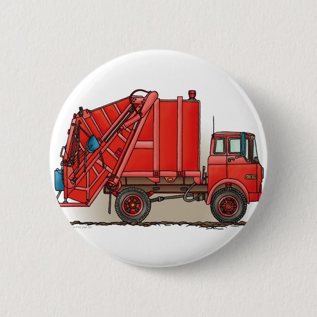Roter Abfall-LKW Button (Vorderseite)