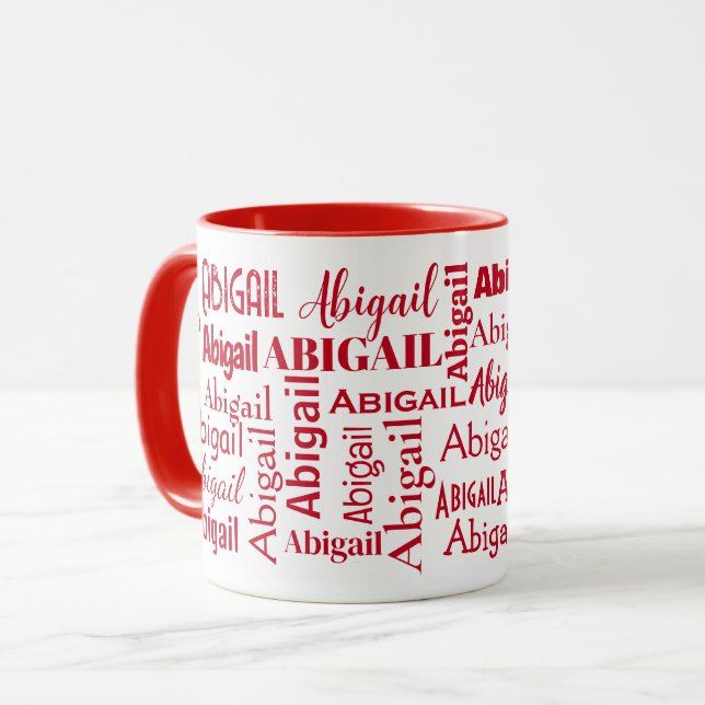Roter ABIGAIL-Name auf Weiß Tasse (Vorderseite Links)
