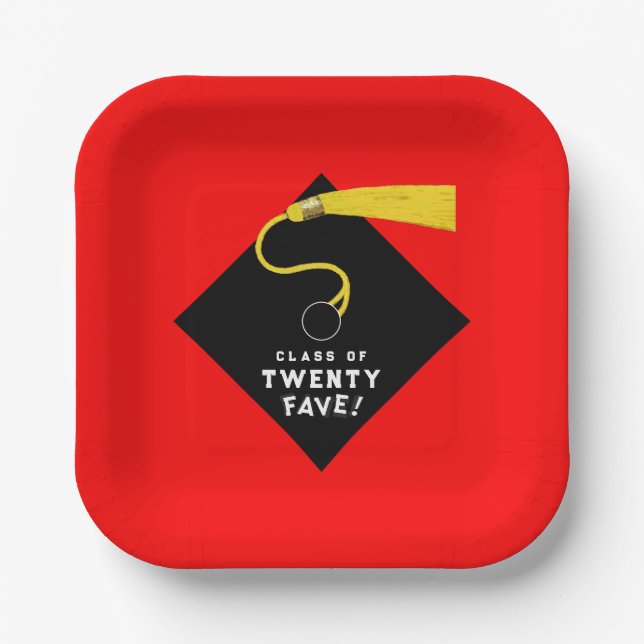 Roter Abschluss 2025 Party Pappteller (Vorderseite)