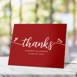 Roter Abschluss Chic Moderne Elegante Skriptherzen Dankeskarte