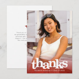 Roter Abschluss Foto mutige Typografie Dankeskarte