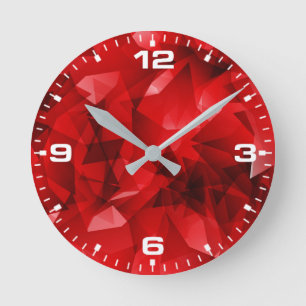 Roter abstrakter geometrischer Hintergrund-51083 Runde Wanduhr